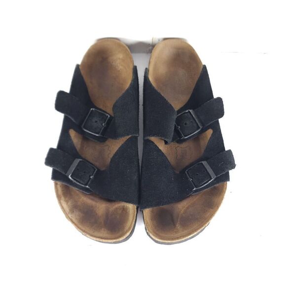 BIRKENSTOCK Birki's Women's Arizona US6 EU37 Black Suede 2 Straps Slide Sandals - Picture 4 of 12